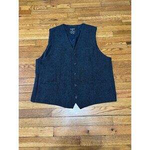 Emerald Isle Weaving Mens Wool Tweed Herringbone Waistcoat Vest Sz 46 Blue